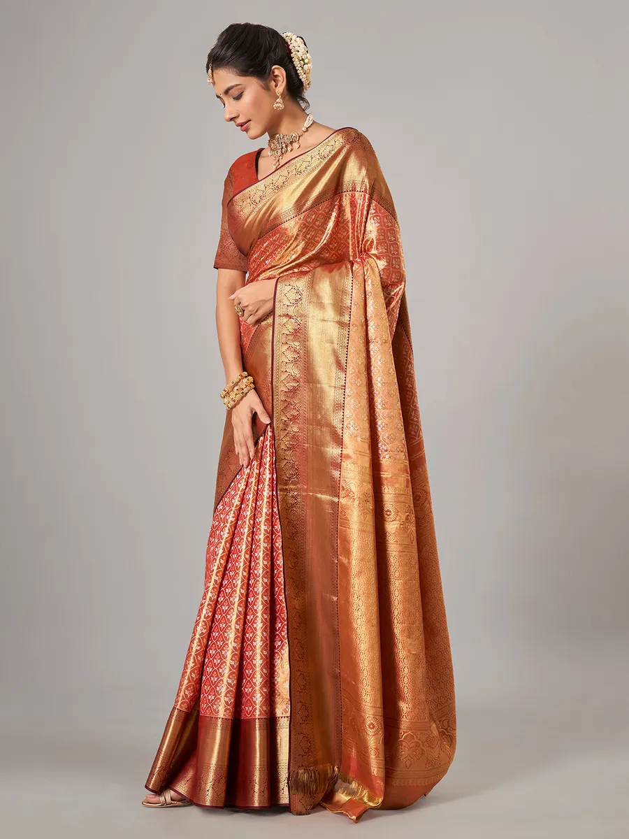 Brown kanjivarm silk saree