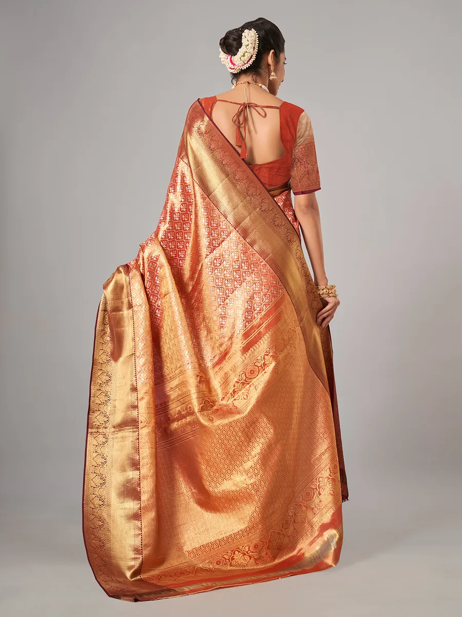 Brown kanjivarm silk saree