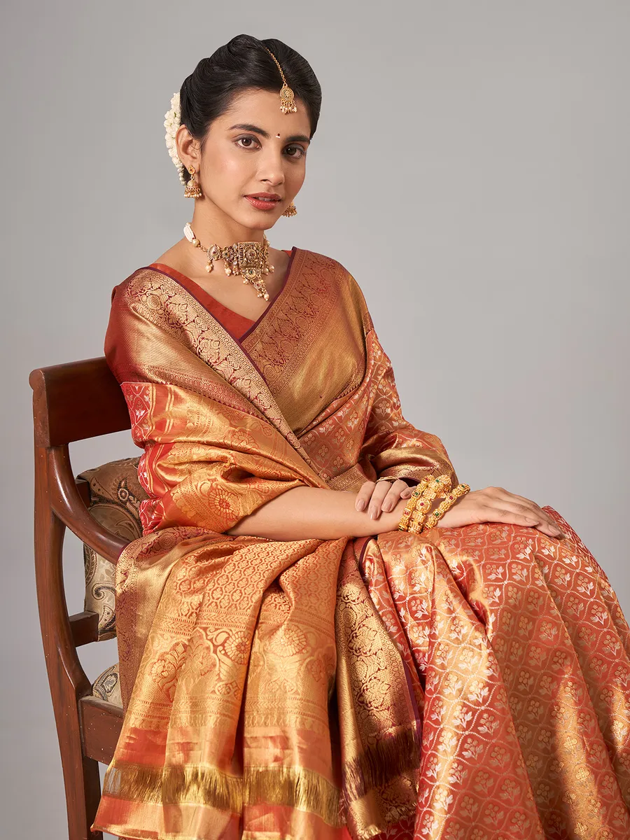 Brown kanjivarm silk saree