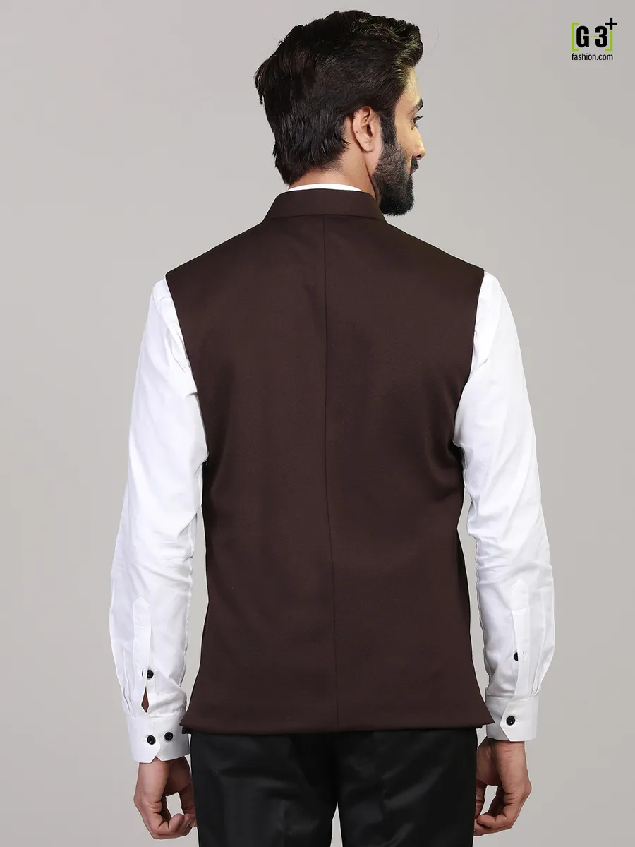 Brown knitted party wear waistcoat