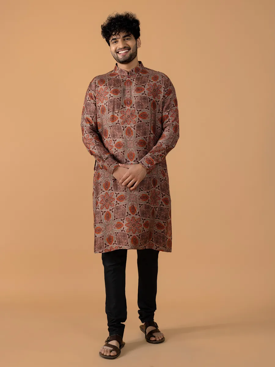 Brown printed  Men Kurta pajama for festive