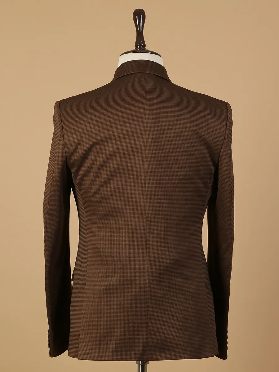 Brown terry rayon textured blazer