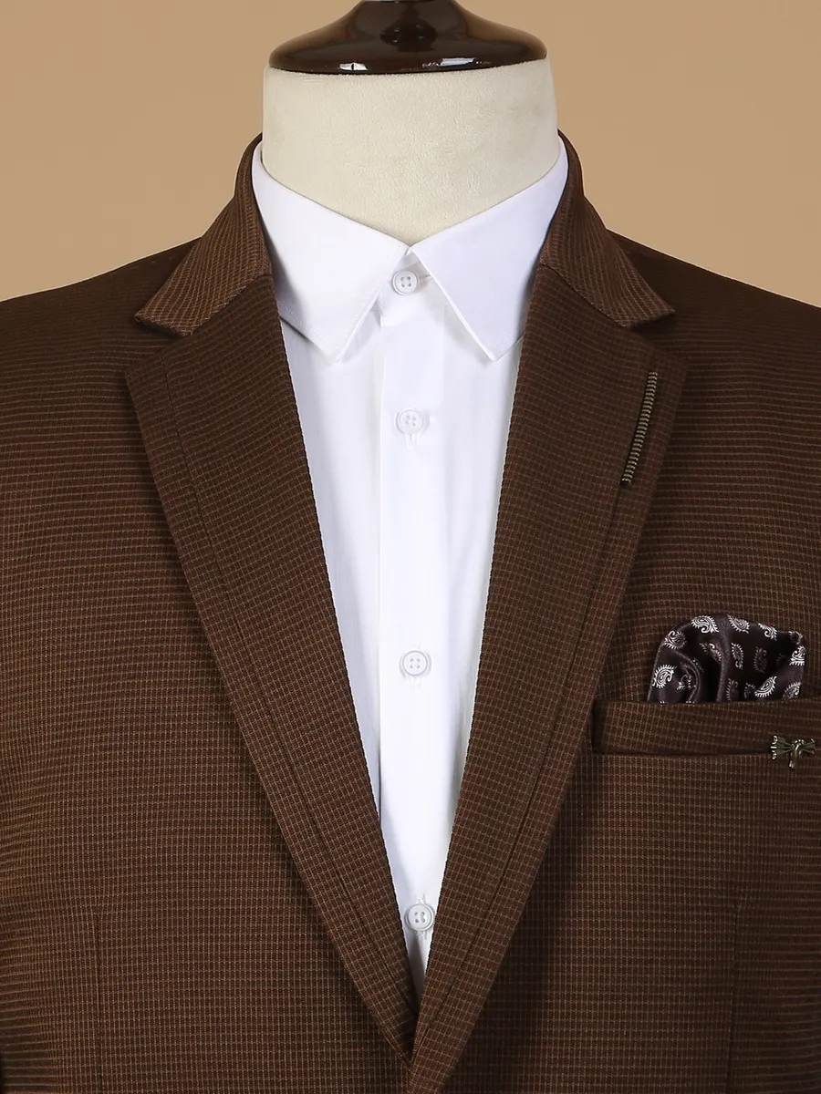 Brown terry rayon textured blazer