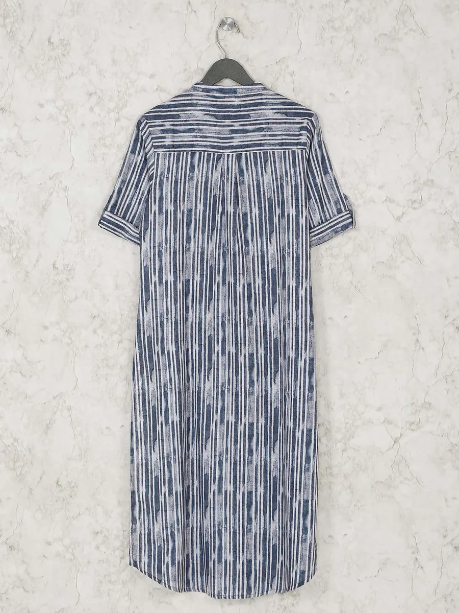 Casual blue cotton striped long casual kurti