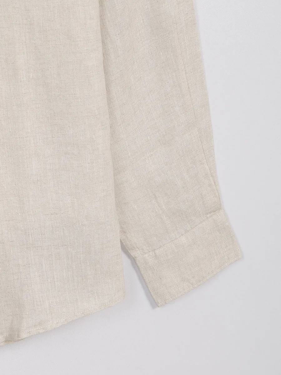 Celio beige plain linen shirt