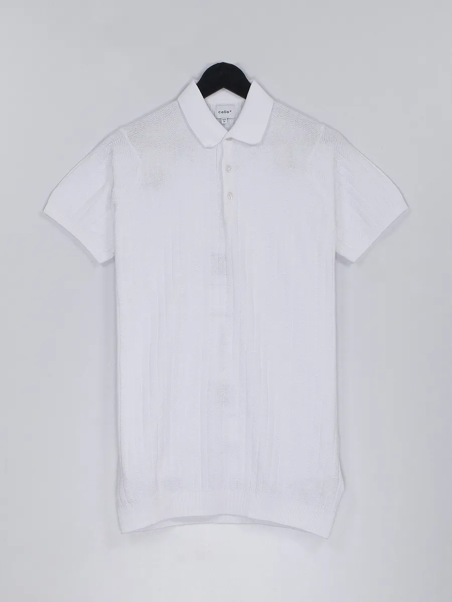 Celio knitted t shirt in white