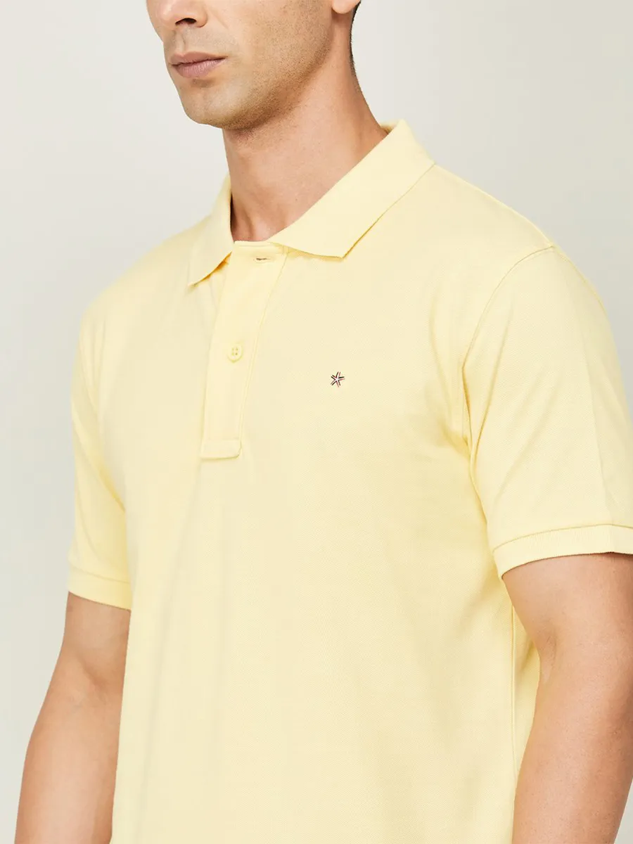 Celio light yellow plain t shirt