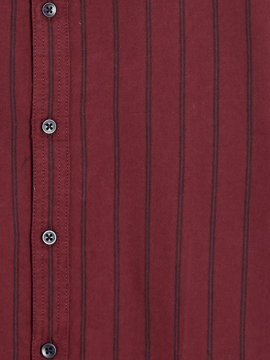 Celio maroon stripe cotton shirt