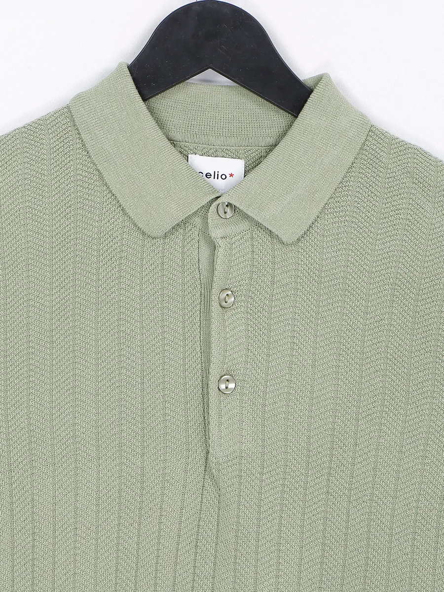 Celio sage green knitted t shirt