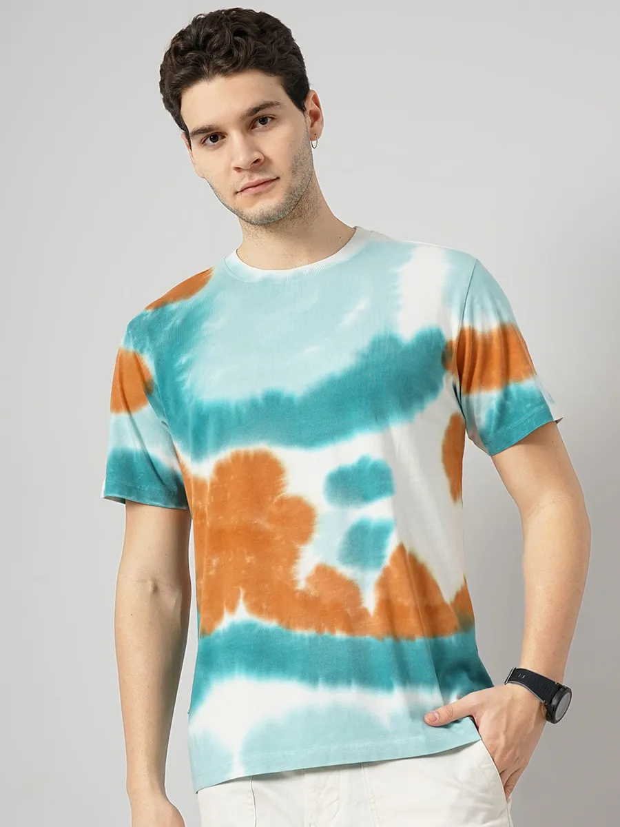 Celio sky blue printed t-shirt