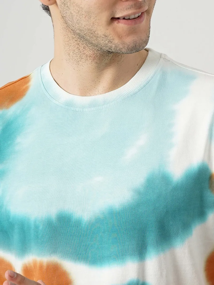 Celio sky blue printed t-shirt