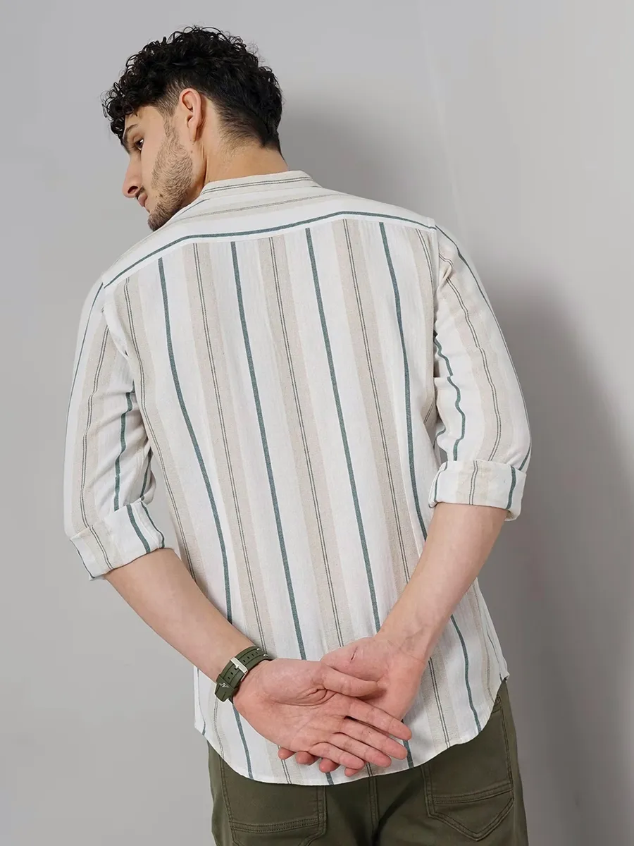 Celio white and blue cotton stripe shirt