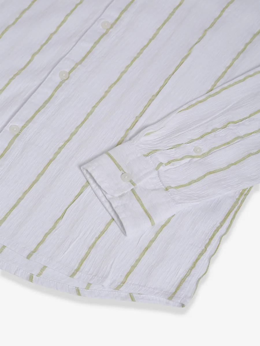 Celio white and green stripe shirt