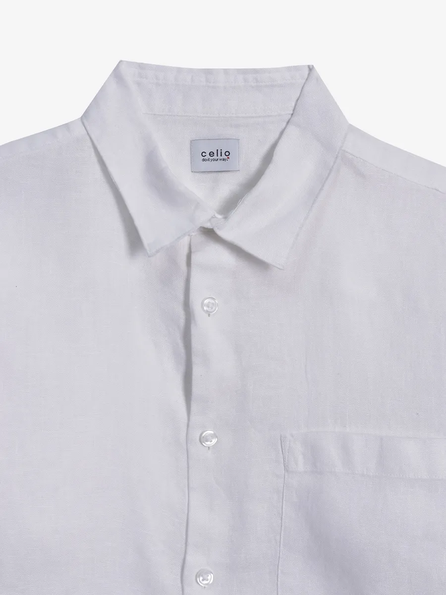 CELIO white cotton slim fit shirt