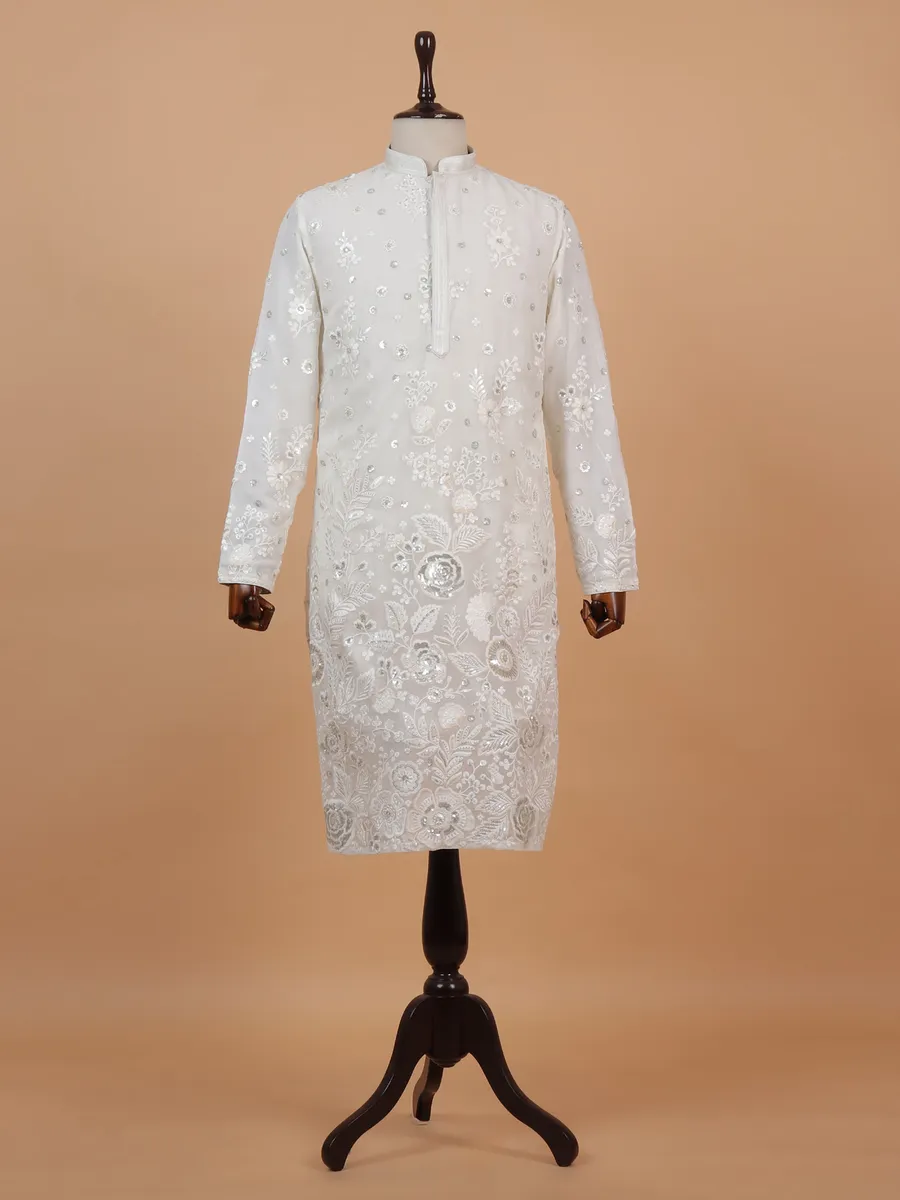 Charming off white cotton kurta suit for men