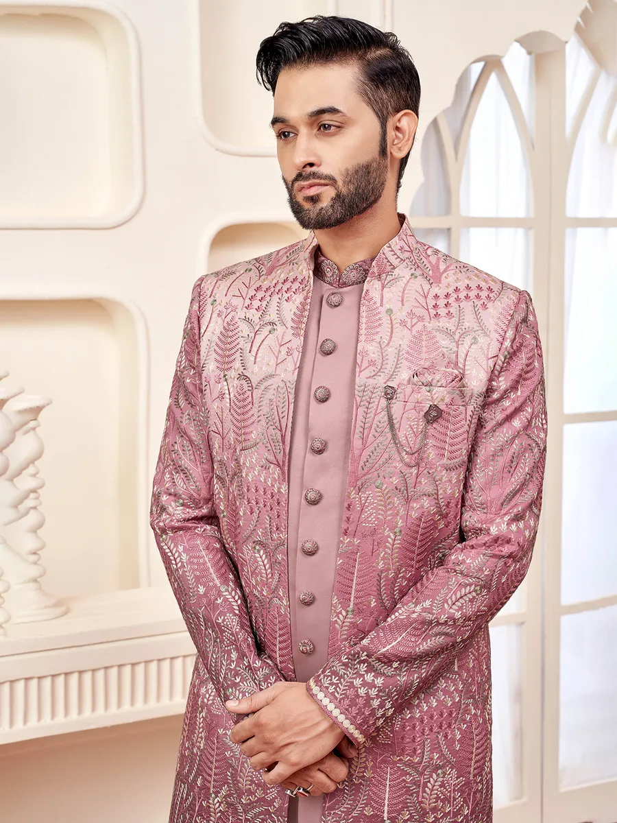 Charming pink indowestern for wedding radiance
