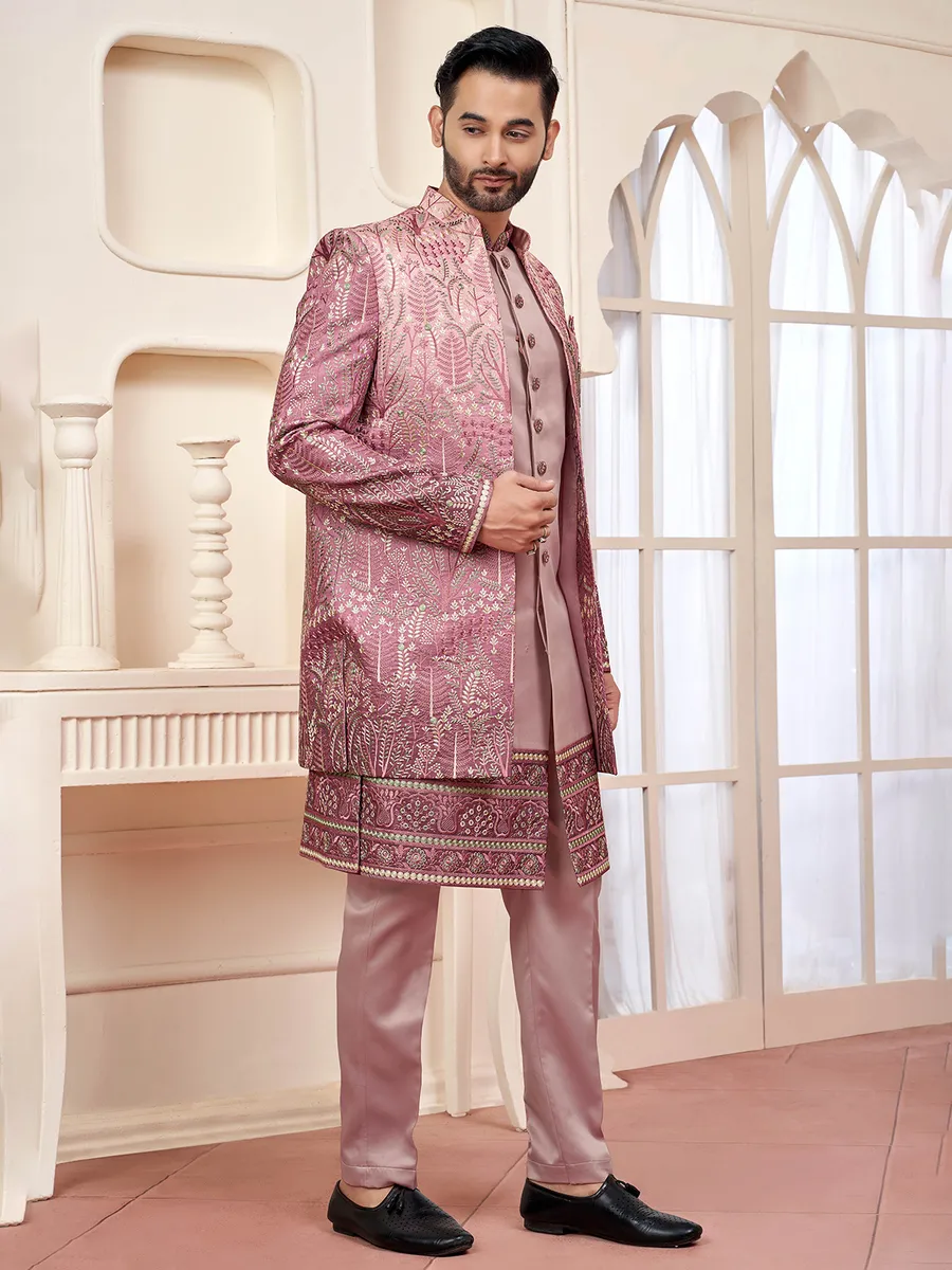 Charming pink indowestern for wedding radiance