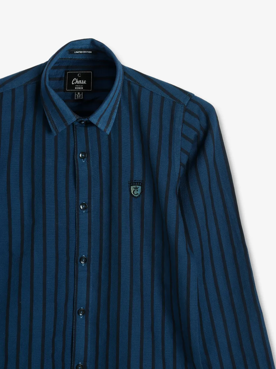 Chase royal blue stripe cotton shirt