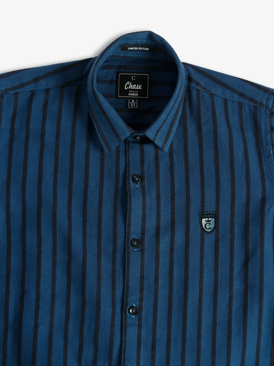 Chase royal blue stripe cotton shirt