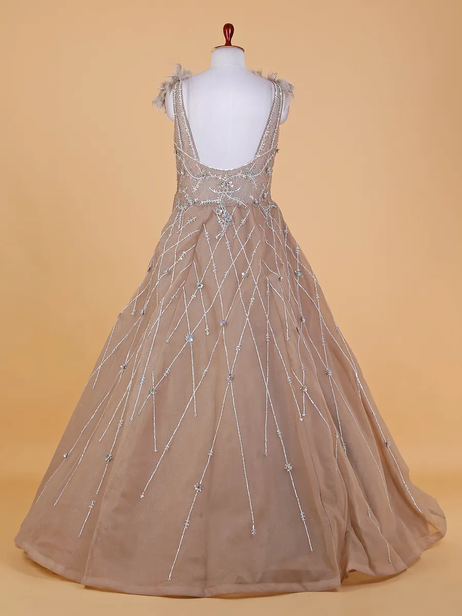 Chic beige net gown