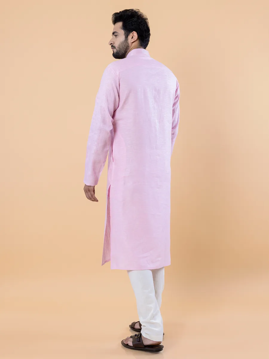 Chic cotton pink kurta suit