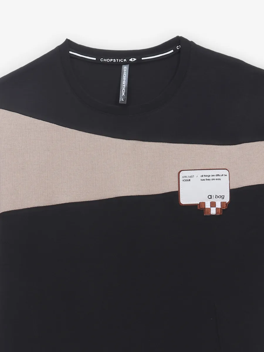 CHOPSTICK cotton black slim fit t-shirt