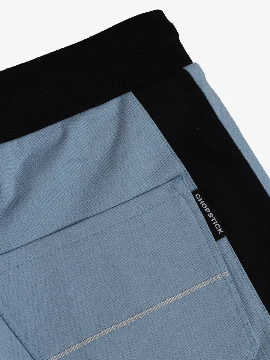 CHOPSTICK cotton plain blue shorts