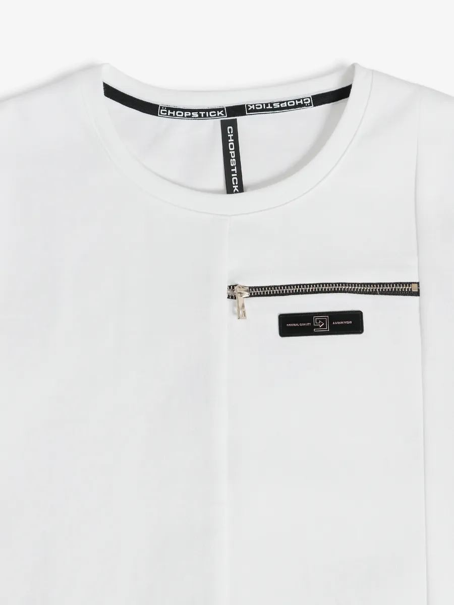 Chopstick cotton slim fit white t shirt
