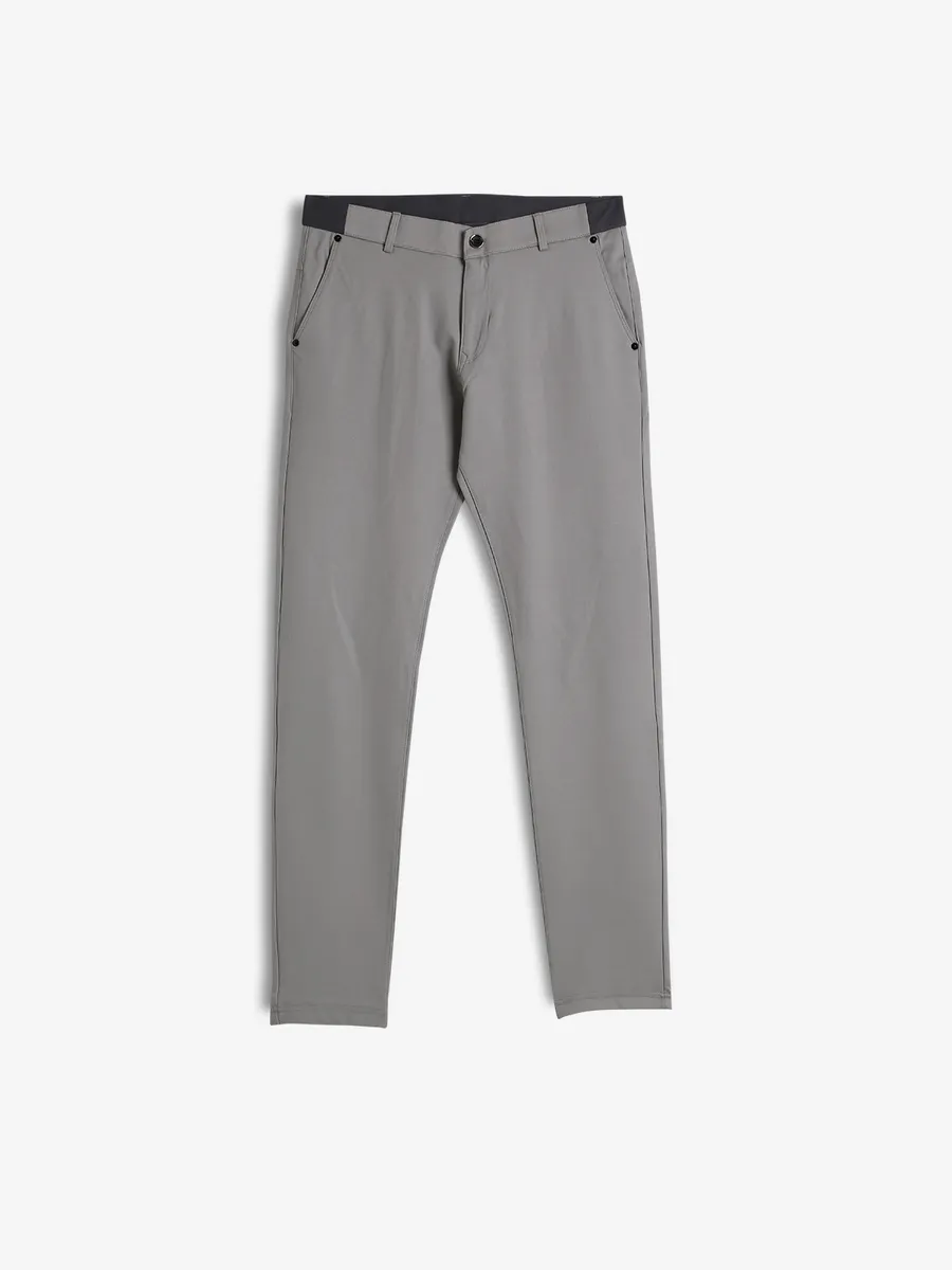 CHOPSTICK light grey solid cotton track pant