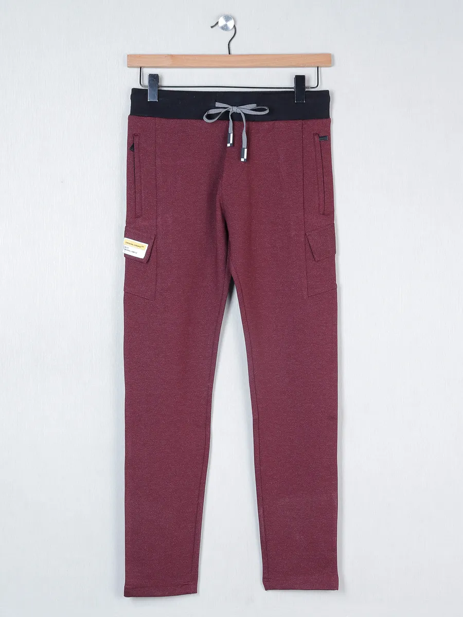 Chopstick maroon color cotton track pant