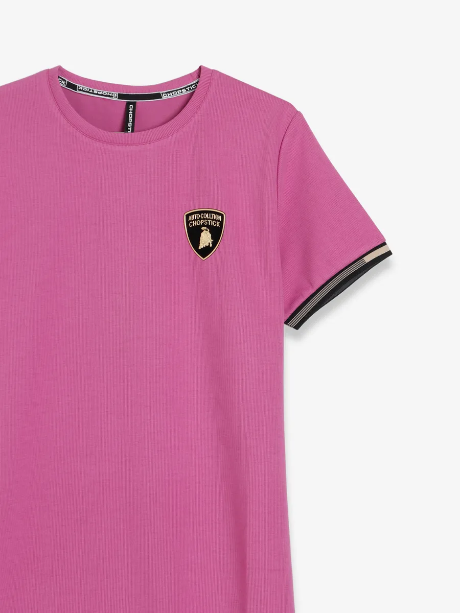 Chopstick pink plain cotton t shirt