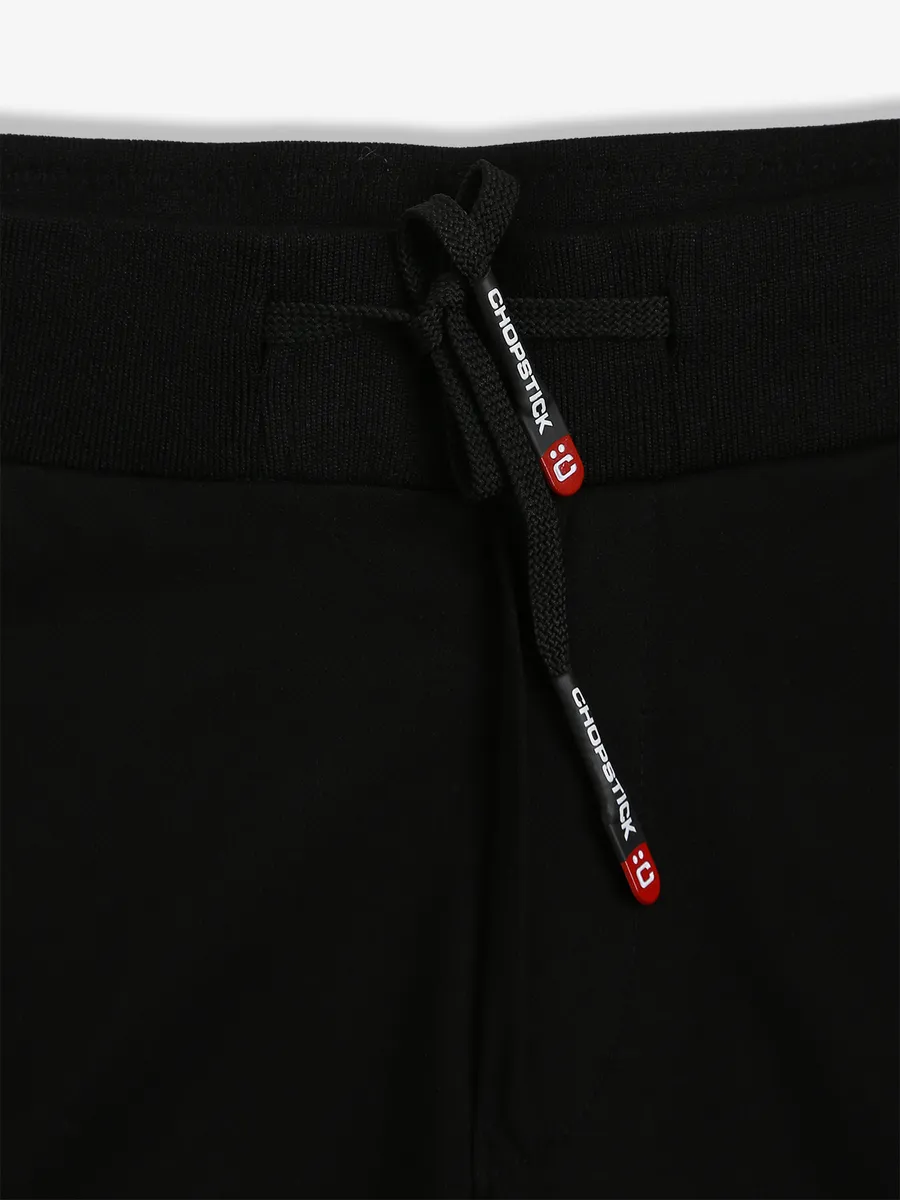 CHOPSTICK solid cotton black track pant