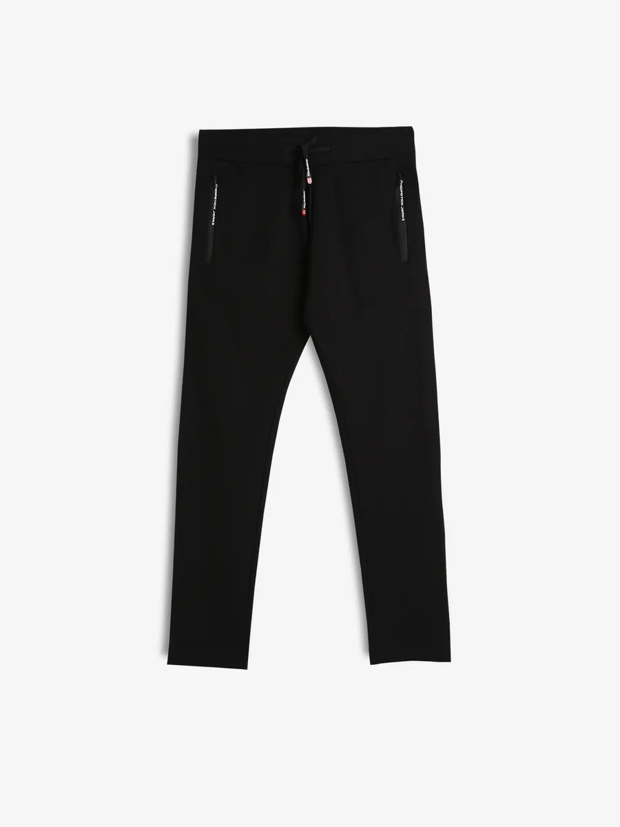 CHOPSTICK solid cotton black track pant