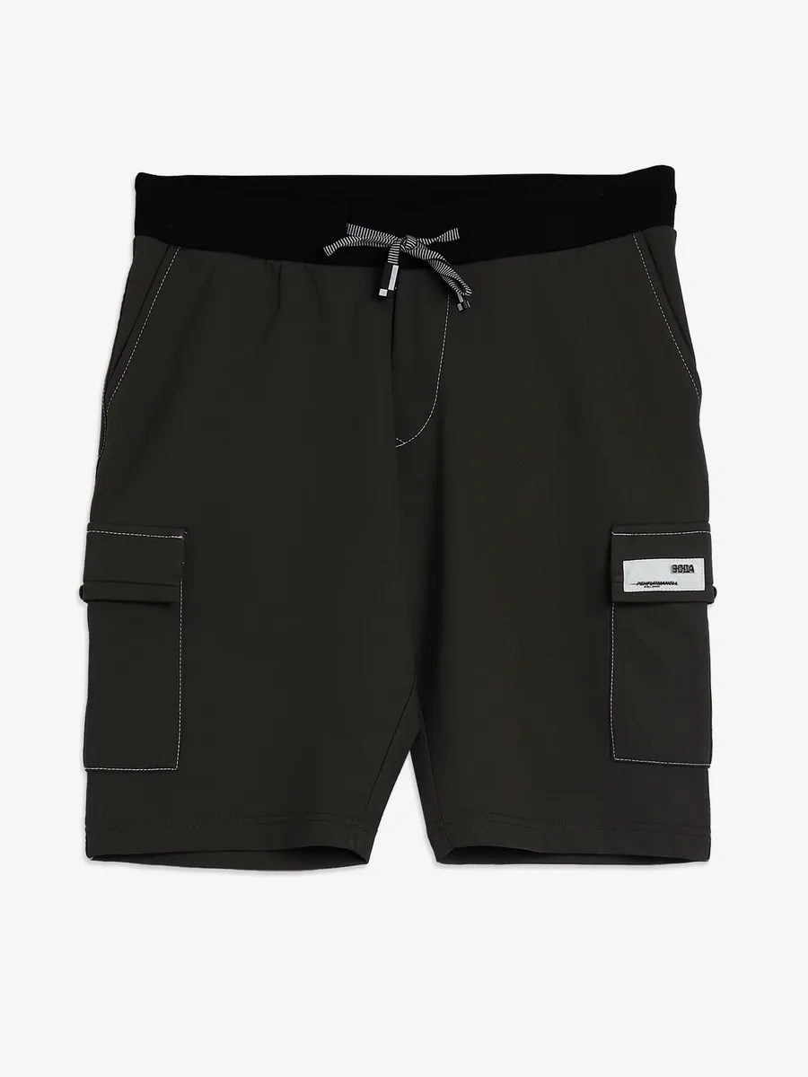 CHOPSTICK solid cotton olive shorts