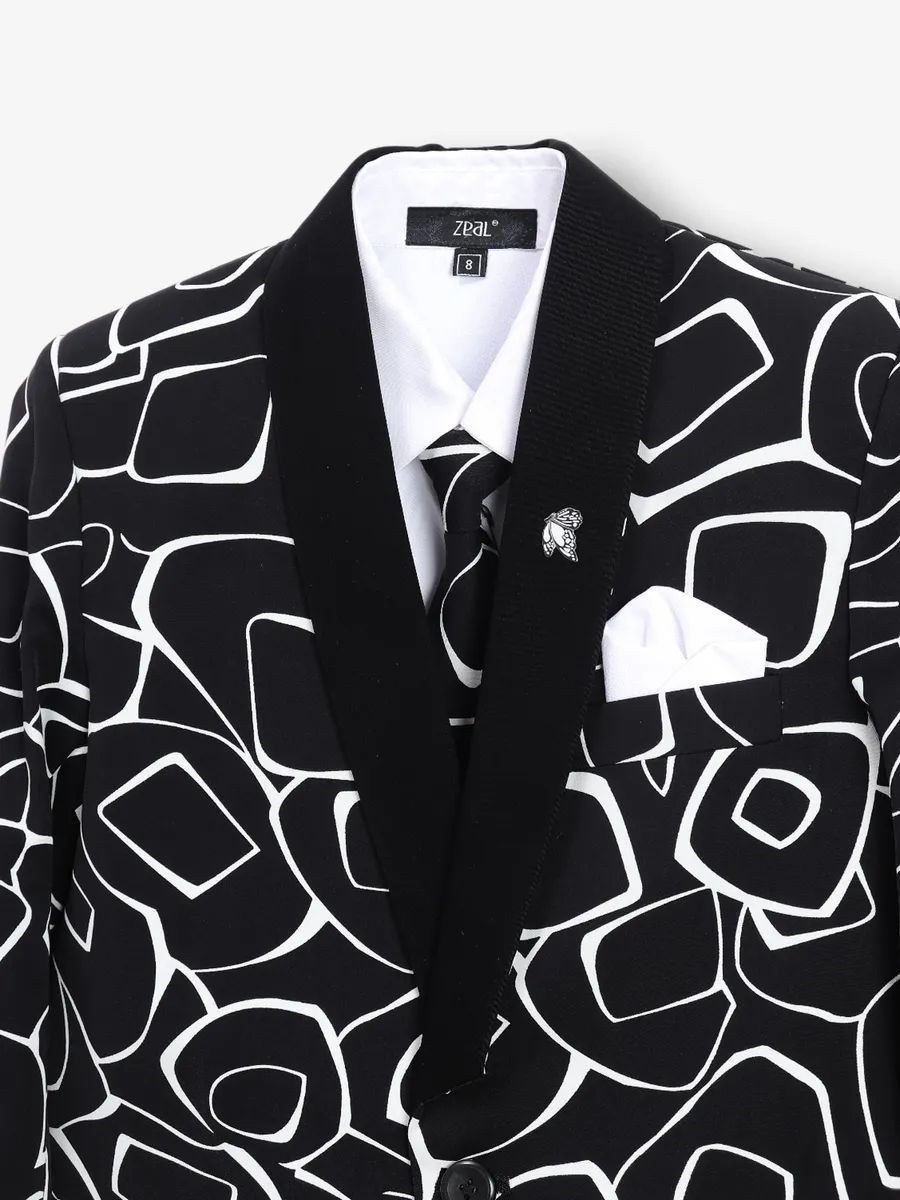 Classic black printed coat suit