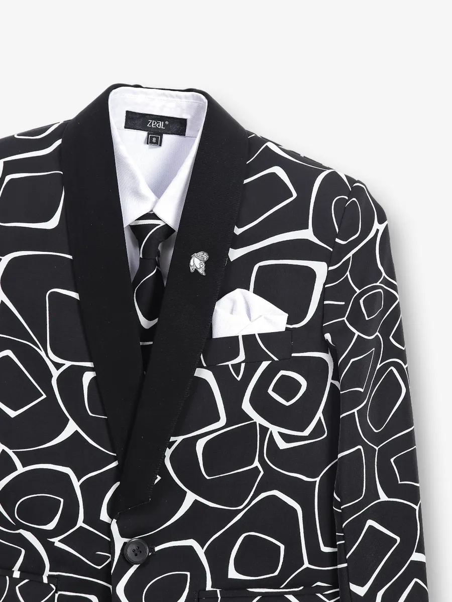 Classic black printed coat suit