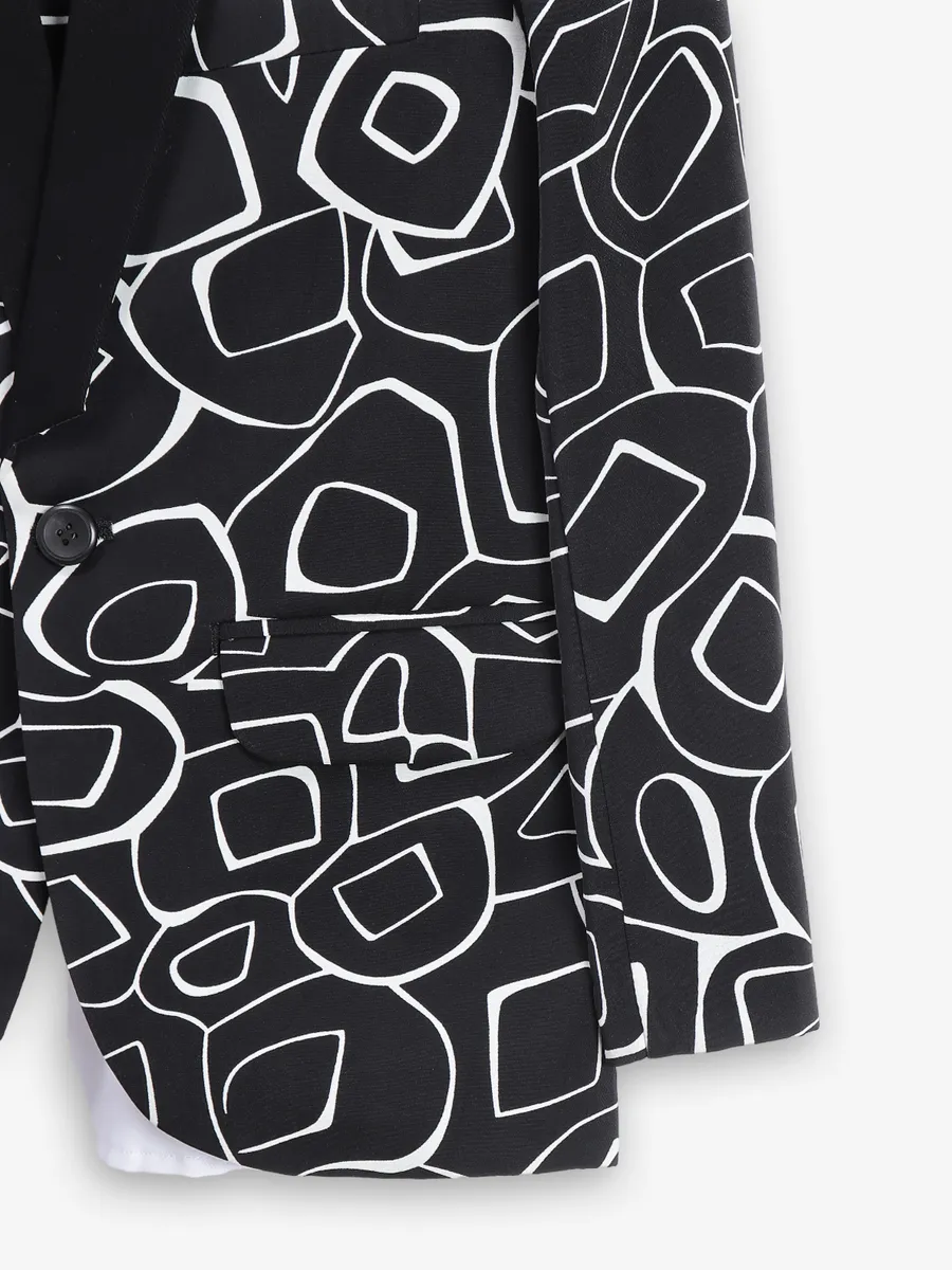 Classic black printed coat suit