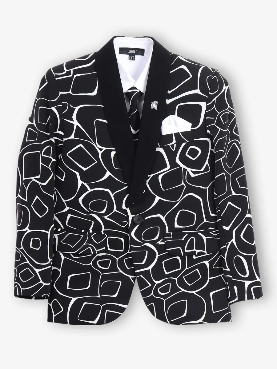 Classic black printed coat suit