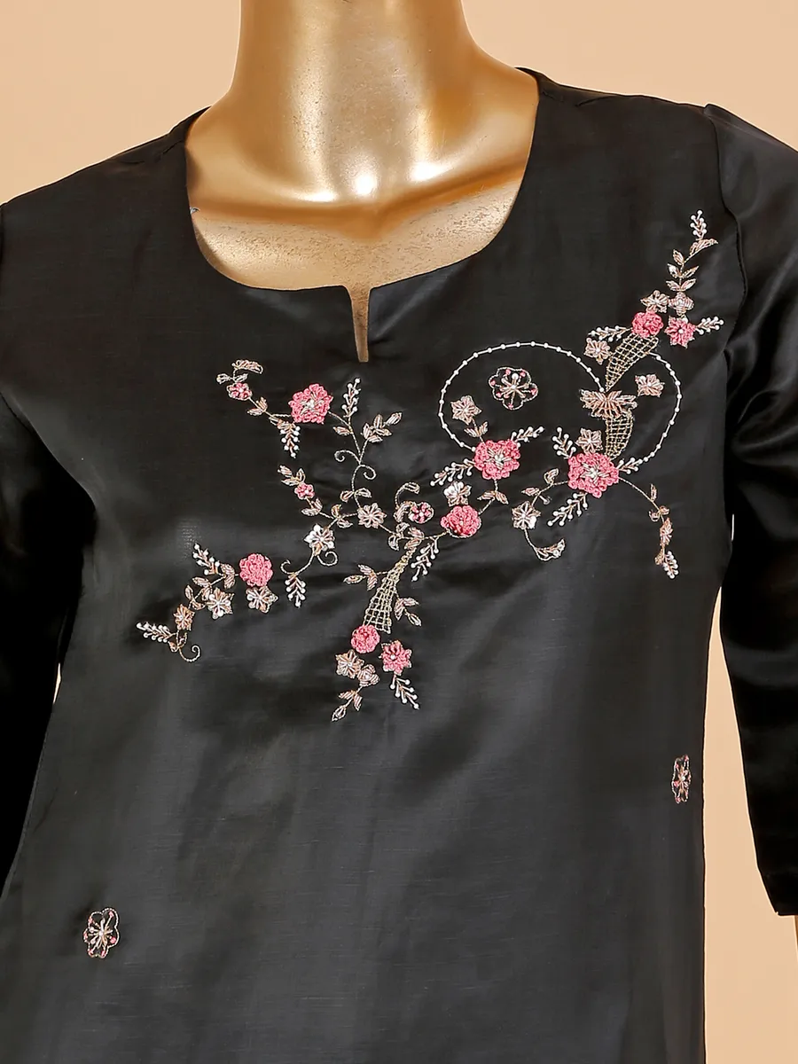 Classic black silk kurti set