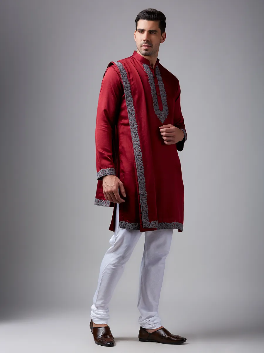 Classic maroon silk kurta suit