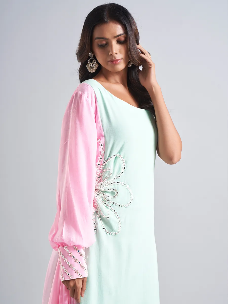 Classic mint green silk salwar suit