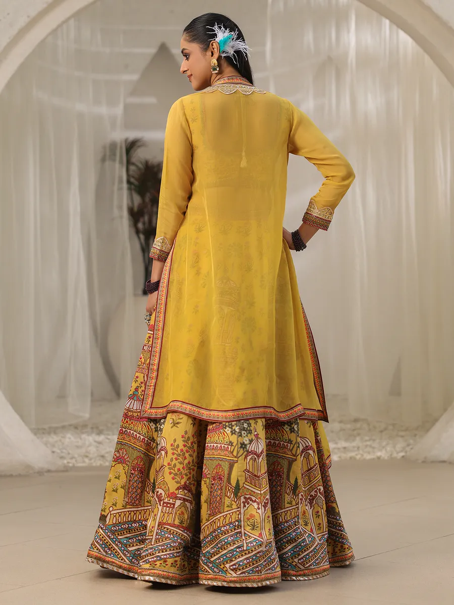 Classic mustard yellow printed lehenga choli