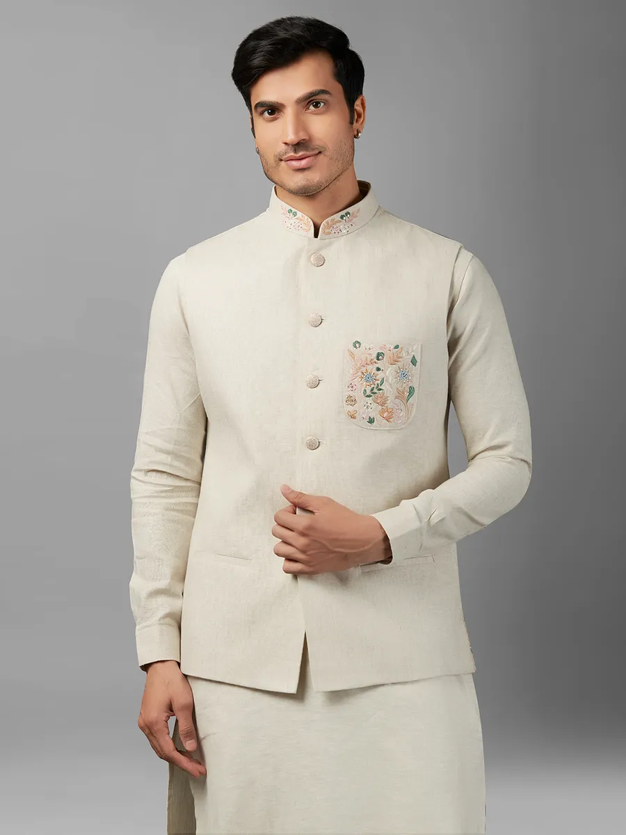 Classic off-white linen waistcoat set