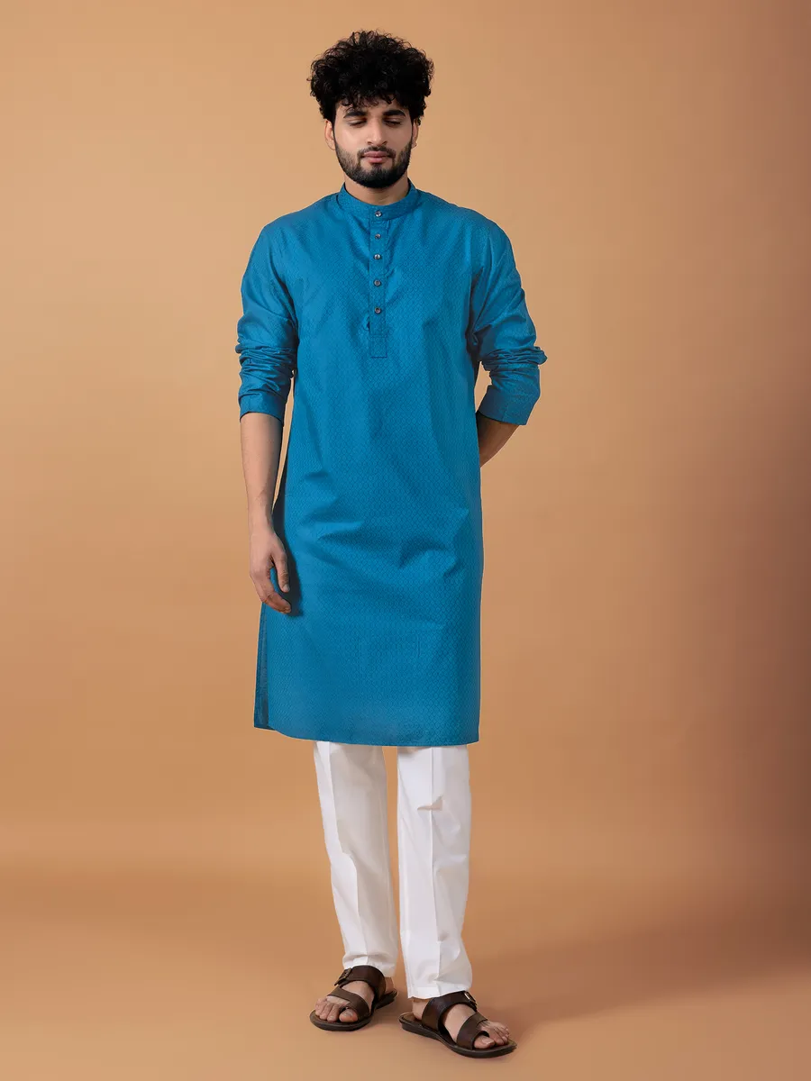 Classic rama blue cotton kurta suit