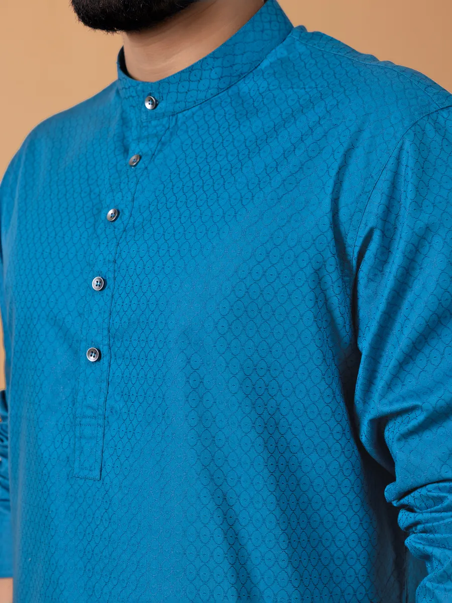 Classic rama blue cotton kurta suit