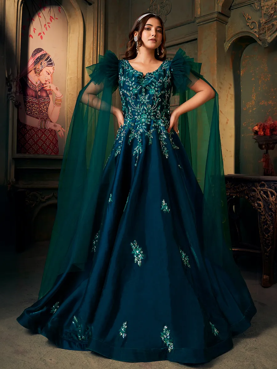 Classic rama green designer gown