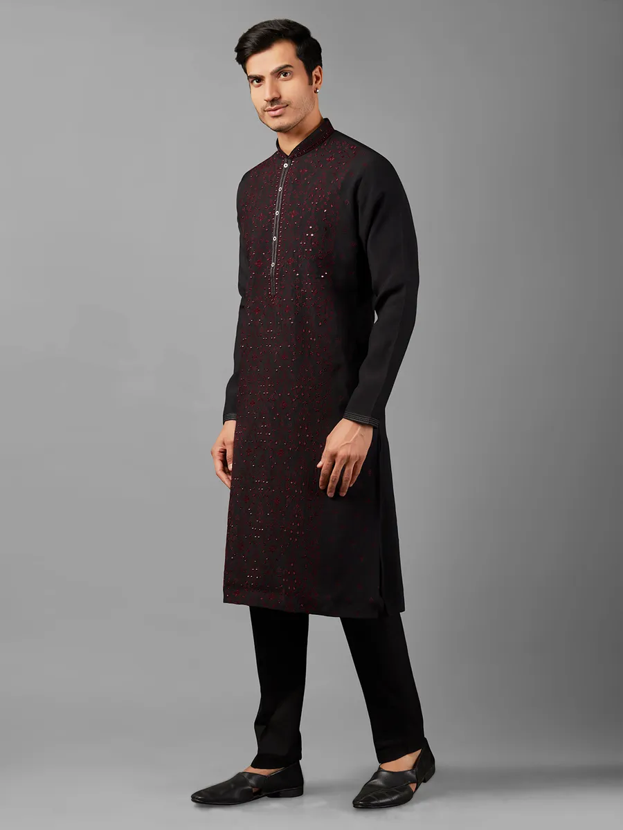 Classic silk black  Men Kurta pajama