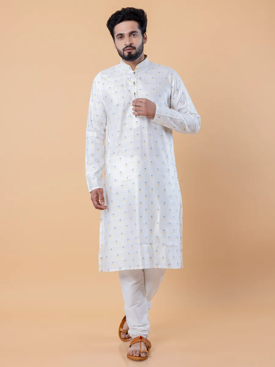 Classic white cotton kurta suit