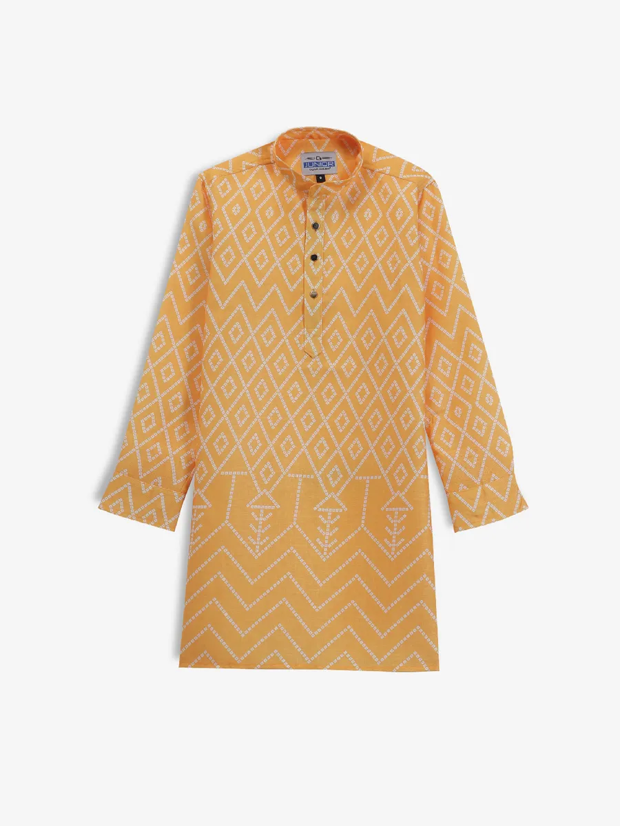 Classic yellow printed kurta
