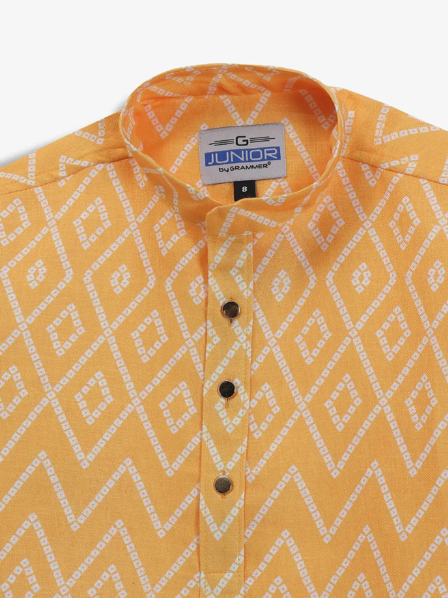 Classic yellow printed kurta